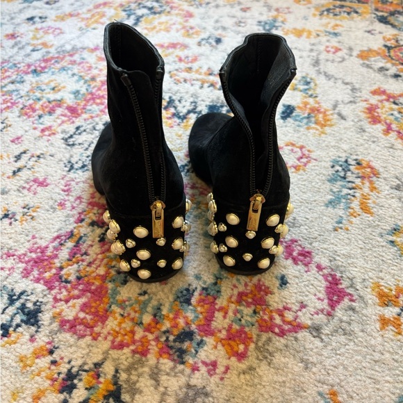 Stuart Weitzman Black Ankle Boots with Pearl Detailing - Picture 3 of 4